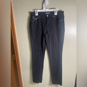 Vintage 90s y2k jeans Black Rhinestone Earl Jeans sz 10. Dark wash bedazzled A69